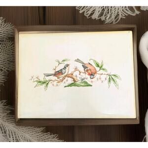 Florentia Keepsake Box Hand Made In Italy Wood Trinket Box Vintage Birds